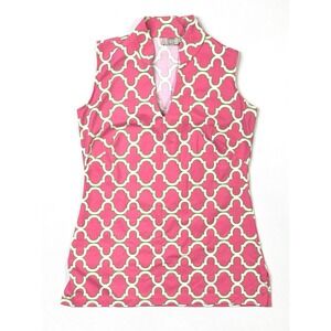 Katherine Way Top Women's XS Sleeveless Pink Geometric Print Made in USA